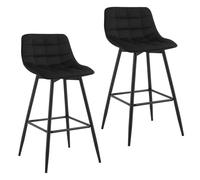 WOLTU Lot de 2 Tabouret de Bar Design Chaise Haute pour Bar Bistro siège en Velours avec Repose-Pieds Cadre en métal,Noir