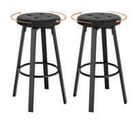 WOLTU Lot de 2 Tabourets de Bar avec Siège pivotant Ø 35,5cm, Tabourets Haut avec Repose-Pieds à 4 Pieds en Métal, pour Salle à Manger, Cuisine, Cafétériat, Charge 120kg, Anthracite, BH330an-2