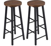 WOLTU Lot de 2 Tabourets de Bar-Bistrot,Tabouret de cuisine,Chaise de salle à manger,Structure en métal,Siège en MDF, Hêtre Foncé