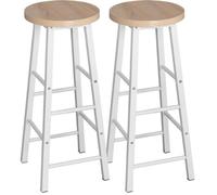 WOLTU Tabourets Bar Lot de 2, Tabouret Haut Cuisine, avec Repose-Pieds, Structure en Acier Stable, Chaise de Bar pour ilot Central Cuisine, Bistrot et Salle à Manger, Design Industriel, Chêne Clair
