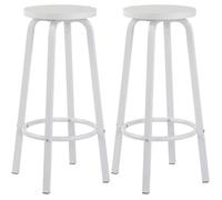 WOLTU 2 X Tabourets de Bar Bistro Tabouret Assise Rond en MDF et métal,Blanc BH237ws-2
