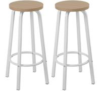 WOLTU 2 X Tabourets de Bar Bistro Tabouret Assise Rond en MDF et métal,Chêne Clair BH237hei-2