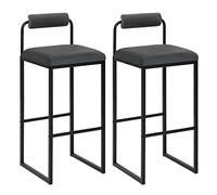 WOLTU Lot de 2 Tabourets de Bar, Chaises de Bar Hautes avec Dossier et Repose-Pieds, Design Moderne, en Velours et Métal Hauteur du Siège 75cm,Gris Foncé BH343dgr-2