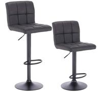 WOLTU Lot de 2 Tabourets de bar en similicuir et acier avec dossier 44x38x114cm Anthracite