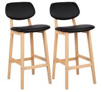 WOLTU Tabouret de Bar Lot de 2, Tabourets de Cuisine, en Similicuir et Bois, Noir