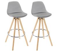WOLTU Tabouret de Bar Lot de 2, avec Dossier, en PU, Gris
