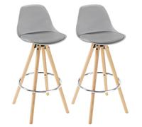WOLTU Lot de 2 Tabourets de Bar en Similicuir, Tabouret de Cuisine avec Repose-Pied,Gris BH45gr-2