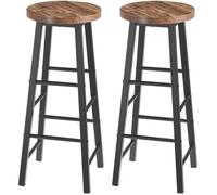 WOLTU Lot de 2 Tabourets de bar- Pieds en Acier - Assise en MDF - avec Repose-Pied Noir+Vintage