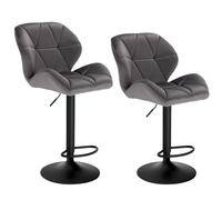 WOLTU Lot de 2 Tabourets de Bar Réglables en Hauteur, Chaises Hautes pour Bar avec Dossier, Siège Rembouré en Velours et Pied en Métal, Gris Foncé
