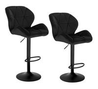 WOLTU Lot de 2 Tabourets de Bar Réglables en Hauteur, Chaises Hautes pour Bar avec Dossier, Siège Rembouré en Velours et Pied en Métal, Noir