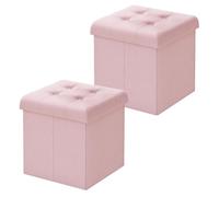 WOLTU Lot de 2 Tabourets Pouf de Rangement en Lin, Coffre Repose-Pied Pliable