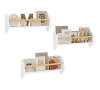 WOLTU Lot de 3 Bibliothèque pour Enfants, Étagère Murale avec 3 Tablettes, Rangement pour Livres, en Pin et MDF, Blanc W0ETT0014