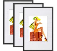 WOLTU Lot de 3 Cadre Photo 30x40 cm avec Passe Partout, Cadre et Plaque en Plastique pour Décoration Murale ou sur Table, à Poser Horizontalement ou Verticalement, Noir