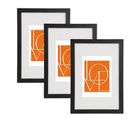 WOLTU Lot de 3 Cadre Photo 30x40cm en Bois, Cadre pour Poster avec Passe Partout, Suspendre Horizontalement ou Verticalement, Décoration Murale ou sur Table, Noir