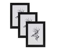 WOLTU Lot de 3 Cadre Photo 40x50cm Cadre en Bois Massif avec Passe Partout, Suspendre Horizontalement ou Verticalement, Décoration Murale ou sur Table, Noir