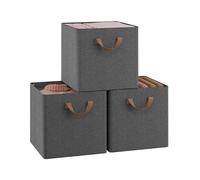 WOLTU Lot de 3 Cubes de Rangement Pliables, Boîtes de Rangement en Tissu, avec Poignée et Cadre en Métal, Gris, 32,5x32,5x31cm