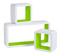 WOLTU Lot de 3 Étagère Murale Cube en MDF, étagère CD Livres étagère,Blanc Vert RG9229gn