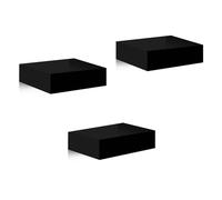WOLTU Lot de 3 Étagères Murales Noir, Étagères Flottantes, Tablettes à Suspendre, Meuble Décoratif pour Salon, Couloir, Chambre d'enfants, en Bois MDF, 10,5x7,8x3cm, RG9498sz