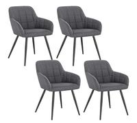 WOLTU Lot de 4 Chaise de Salle à Manger,Lin,Gris Foncé