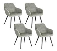 WOLTU Lot de 4 Chaise de Salle à Manger,Velours,Gris