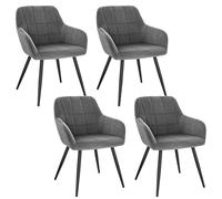 WOLTU Lot de 4 Chaise de Salle à Manger,Velours,Gris Foncé