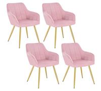 WOLTU Lot de 4 Chaise de Salle à Manger,Velours,Rose