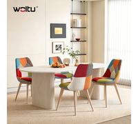 WOLTU Lot de 4 chaises de salle à manger au design patchwork avec dossier et pieds en bois, style scandinave, pour salle à manger et salon Multicolour