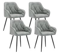 WOLTU Lot de 4 Chaises de Salle à Manger, Chaise Cuisine Rembourrée en SimiliCuir Vintage, Pieds en Métal, Gris W0ATT0544-4