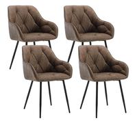 WOLTU Lot de 4 Chaises de Salle à Manger, Chaise de Cuisine Rembourrée en Simili Cuir, Pieds en Métal, Marron foncé W0ATT0145-4