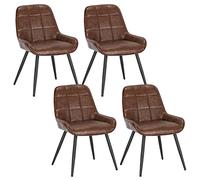 WOLTU Lot de 4 Chaises de Salle à Manger, Chaises Relaxantes en Simili Cuir, pour Salon, Salle de séjour, Cuisine, Chambre à Coucher, Marron, BH332br-4