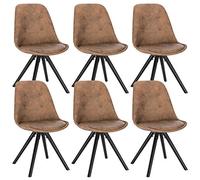 WOLTU 6 X Chaises de Cuisine chaises de Salle à Manger en Tissu Scientifique et Bois Massif, chaises de Loisirs chaises de Salon Brun Foncé, BH268dbr-6