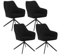 WOLTU Lot de 4 Chaises de Salle à Manger Pivotantes, Fauteuils Rembourrés en Chenille et Velours Côtelé, Noir W0ATT0175-4