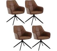 WOLTU Lot de 4 Chaises de Salle à Manger Pivotantes, Fauteuils Rembourrés en Similicuir Vintage, Marron Clair W0ATT0180-4