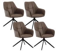 WOLTU Lot de 4 Chaises de Salle à Manger Pivotantes, Fauteuils Rembourrés en Similicuir Vintage, Marron W0ATT0179-4