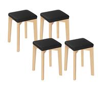 WOLTU Lot de 4 Chaises de Salle à Manger,Tabouret de Cuisine | Tabouret en Bois Massif avec Siège Rembourré d’Éponge et Recouvert de PU