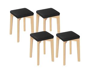 WOLTU Lot de 4 Chaises de Salle à Manger,Tabouret de Cuisine | Tabouret en Bois Massif avec Siège Rembourré d’Éponge et Recouvert de PU