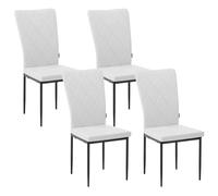 WOLTU Lot de 4 Chaises Salle à Manger, Chaise de Cuisine, en Similicuir, avec Dossier Haut, Siège Rembourré, Pieds en Métal, Moderne, Blanc, EZS21ws-4