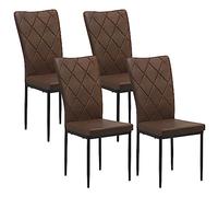 WOLTU Lot de 4 Chaises Salle à Manger, Chaise de Cuisine, en Similicuir Vintage, avec Dossier Haut, Siège Rembourré, Pieds en Métal, Moderne, Marron foncé, BH380dbr-4