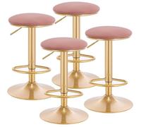 WOLTU Tabouret de Bar Lot de 4 Pivotant Chaise de Bar Ergonomique avec Repose-Pieds Tabouret Rond Haut Métallique Hauteur Réglable (60-80,5cm) pour Chambre Comptoir Cafétéria Rose BH302rs-4