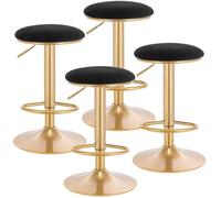WOLTU Tabouret de Bar Lot de 4 Pivotant Chaise de Bar Ergonomique avec Repose-Pieds Tabouret Rond Haut Métallique Hauteur Réglable (60-80,5cm) pour Chambre Comptoir Cafétéria Noir BH302sz-4