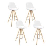 WOLTU Lot de 4 Tabouret de Bar en Similicuir siège Tabouret de Cuisine avec Repose-Pied, Blanc, BH45ws-4