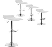 WOLTU Tabouret Bar, Lot de 4 Tabourets Pivotants à 360° et Réglables en Hauteur avec Repose-Pieds, pour Bar, Cuisine, Comptoir, Café, PVC+Métal, Blanc + Argenté