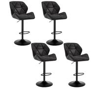 WOLTU Lot de 4 Tabouret de Bar réglable en Hauteur Chaise Haute pour Bar avec Dossier siège rembouré en Similicuir Pied en métal,Noir BH287sz-4