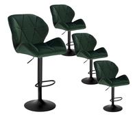 WOLTU Lot de 4 Tabouret de Bar réglable en Hauteur Chaise Haute pour Bar avec Dossier siège rembouré en Velours Pied en métal,Vert Foncé BH139dgn-4