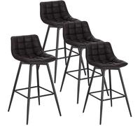 WOLTU 4 X Tabouret de Bar Bistro Chaise de Bar Assise rembourrée en Similicuir avec Pieds et Repose-Pieds en métal,Anthracite BH249an-4