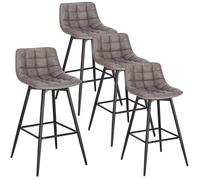 WOLTU Lot de 4 Tabourets de bar avec repose-pieds, Tabourets bar-bistro, Siège en similicuir, Pieds en métal, Gris Foncé