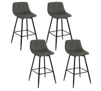 WOLTU Lot de 4 Tabourets de Bar en Velours Confortable, Tabourets de Bistrot avec Repose-Pieds, Gris Foncé, BH253dgr-4