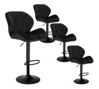 WOLTU Lot de 4 Tabouret de Bar réglable en Hauteur, Chaise Haute pour Bar avec Dossier, Siège Rembouré en Velours et Pied en Métal, Noir BH139sz-4