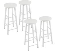 WOLTU Tabourets Bar Lot de 4, Chaise Bar Cuisine Haute, avec Repose-Pieds, Structure en Acier Stable, pour Bistrot et Salle à Manger, Design Industriel, Blanc+Blanc