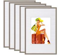 WOLTU Lot de 5 Cadre de photo en Plastique et Vitre, Cadre photo avec Passe-partique, 10x15cm environ, Acier